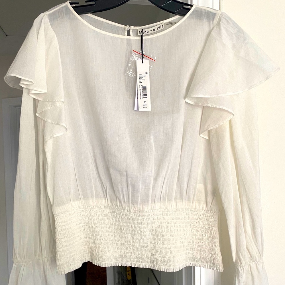 Alice & Olivia white Cotton Blouse